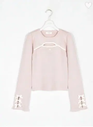 evelyn 리본 로고 슬릿 니트 핑크