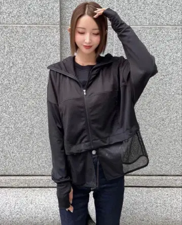 [ 새상품급 ] 시이짱 완전 차광 후드티 블랙 메쉬 포함