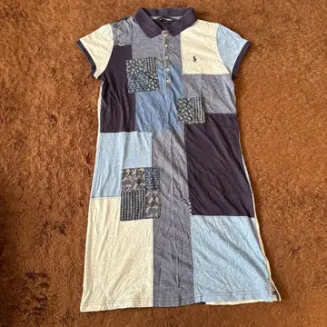 한정판! 랄프 로렌 패치워크 반팔 원피스 150cm/데님 polo 블루