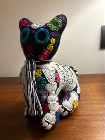 멕시코 아니마리토 컬러풀 자수 고양이