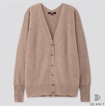 유니클로 3D 캐시미어 V넥 코쿤 가디건 베이지