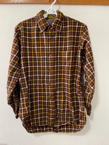 60년대 Pendleton 울 체크 플란넬 셔츠 M 사이즈