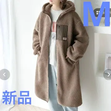 새상품 클래식 엘프 보아 롱 코트 모카