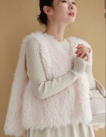 cawaii 퍼 베스트 지레 화이트