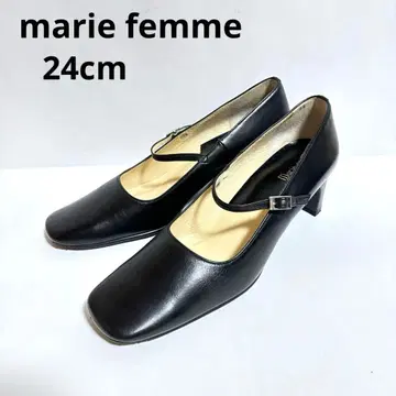 새상품급 marie femme 천연 가죽 스퀘어토 스트랩 펌프스