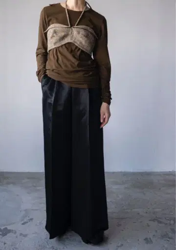 vonique/ 루즈 쉬어 롱 슬리브 티셔츠