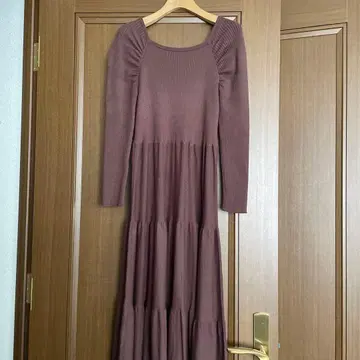 택 포함 새상품 LILIDIA 니트 원피스 롱 브라운