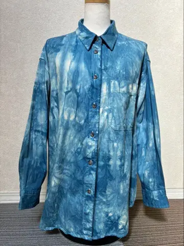 네이비 나염 셔츠 긴팔 셔츠