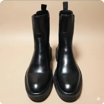 ZARA 사이드 고어 가죽 부츠 블랙 37