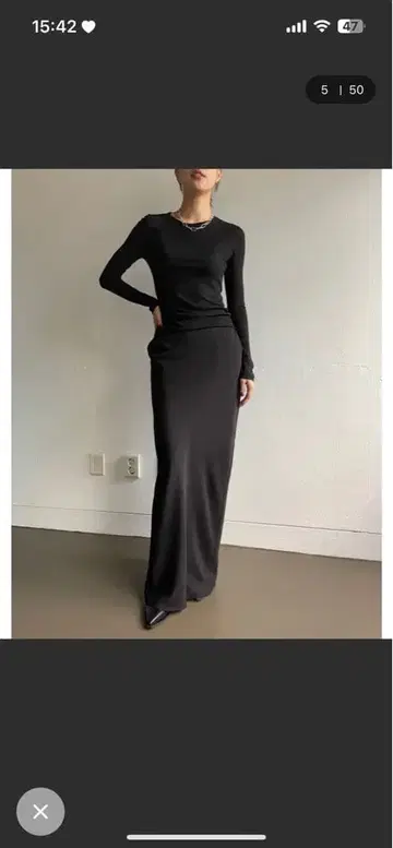 [ DIDOT. ] I 라인 슬릿 맥시 스커트 블랙