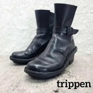 새상품급 trippen 2way 통굽 가죽 숏부츠 36 블랙