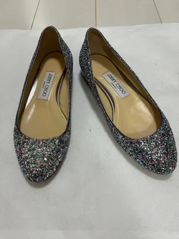 JIMMY CHOO 글리터 플랫 펌프스