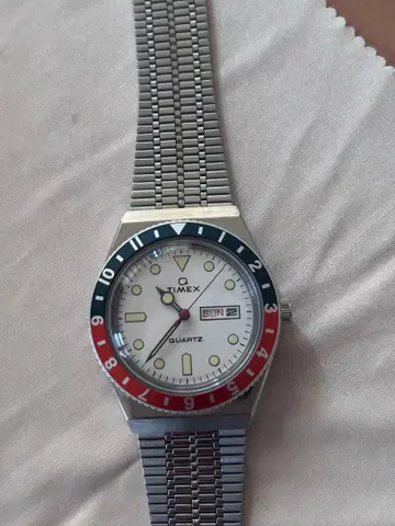 TIMEX Q 쿼츠 손목시계 화이트/레드/블루