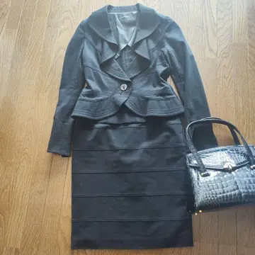 블랙 스커트 수트 자켓 세트