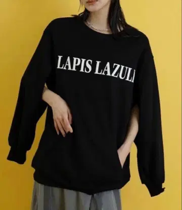 새상품급 CYAN TOKYO 오픈 슬리브 오버 맨투맨 블랙