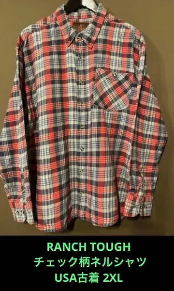 USA 구제 의류 RANCH TOUGH 체크 무늬 플란넬 셔츠 2XL