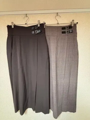 2벌 세트 가을 겨울용 사이드 버클 타이트 롱 스커트