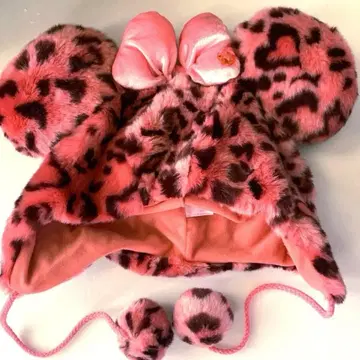 디즈니 리조트 미니 팬캡 레오파드 무늬 핑크 레오파드