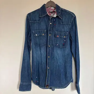 폴스미스 빨간 귀 데님 셔츠 긴팔 자수 포함