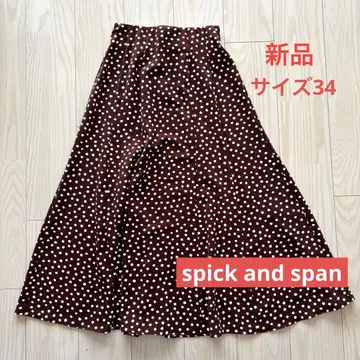 Spick and Span 도트 프린트 플레어 스커트 사이즈 34