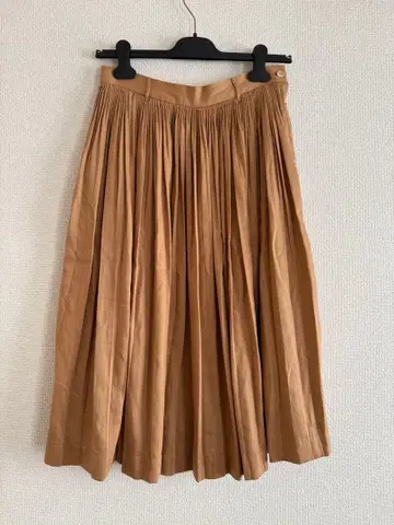45R 베이지 개더 스커트 무릎 아래 길이