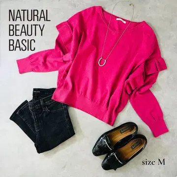 [ 페미닌 ] NATURAL BEAUTY BASIC 리본 슬리브 니트 M