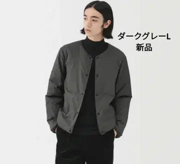 무인양품 경량 다운 포켓터블 노카라 자켓 다크 그레이 L