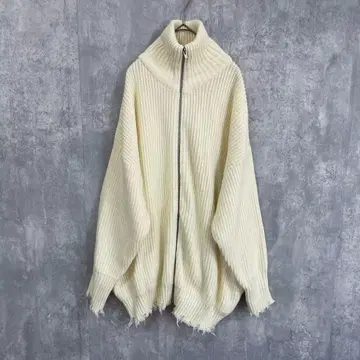 VACANCY  데미지 ZIP 오버 니트 아이보리 프리