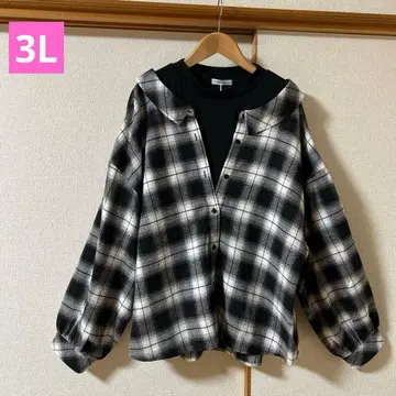 이너 레이어드 스타일 체크 셔츠 블랙 계열 3L