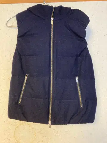 후드 부착 네이비 다운 베스트