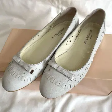 JILL STUART 펌프스 로우힐 22.5cm 화이트 발레 슈즈 가죽