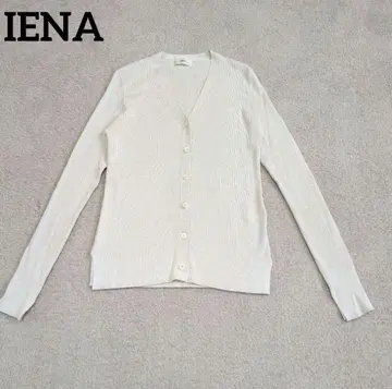 새상품급 이에나 ECO SPLASH 리브 V넥 가디건 아이보리