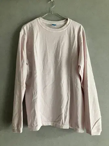 Good On/굿 온/롱 슬리브 크루 T셔츠/핑크