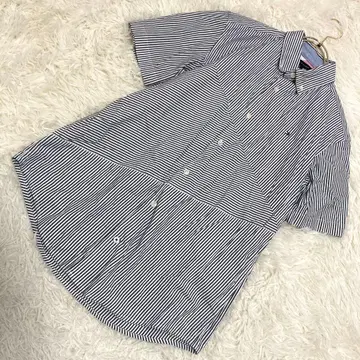 TOMMY HILFIGER 스트라이프 셔츠 화이트 네이비 M 돌려입기