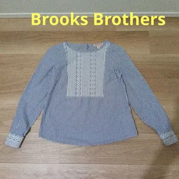 브룩스브라더스 파랑 스트라이프 자수 블라우스