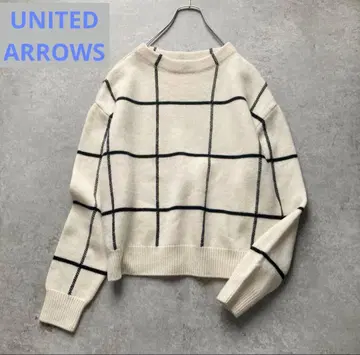 UNITED ARROWS 보틀넥 니트 스웨터 풀오버 격자 무늬