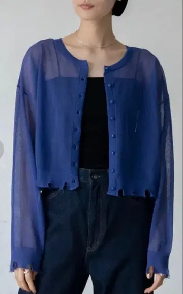 vacancy 데미지 시어 니트 가디건