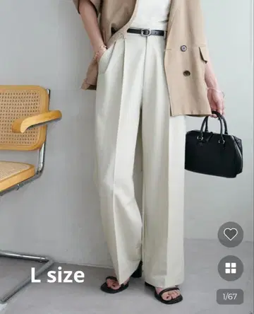 DISCOAT 2턱 와이드 팬츠 [WEB 한정판] White L 사이즈