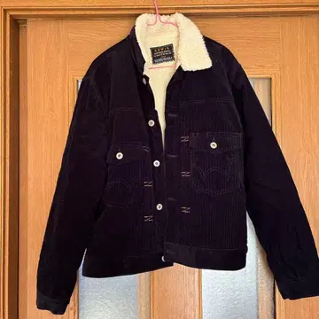 EDWIN 보아 카라 부착 자켓 L 사이즈 다크 퍼플