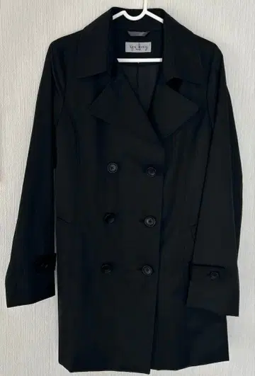 블랙 트렌치코트 더블 브레스트 벨트 포함