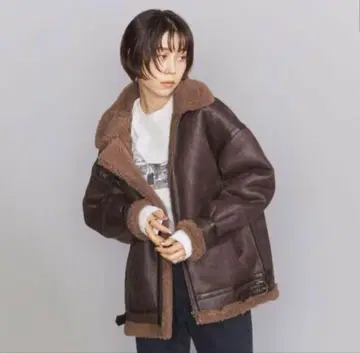 B&Y UNITED ARROWS 페이크 보아 무스탕 빅 B-3 블루종