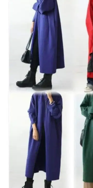 니트 원피스 롱 원피스 니트 슬릿 오버 사이즈 블루