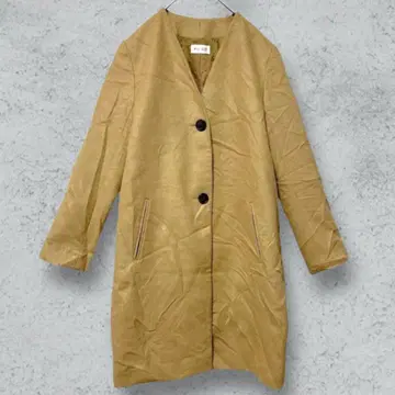 플라스테/PLST [ M ] 울 혼방 코트/A라인/롱 기장/노카라/베이지