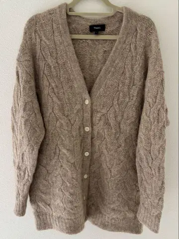 Theory 베이지 케이블 니트 가디건 S
