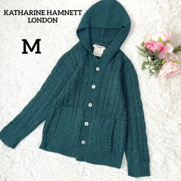 캐서린 니트 가디건 그린 M 후드 부착 케이블 짜임 014