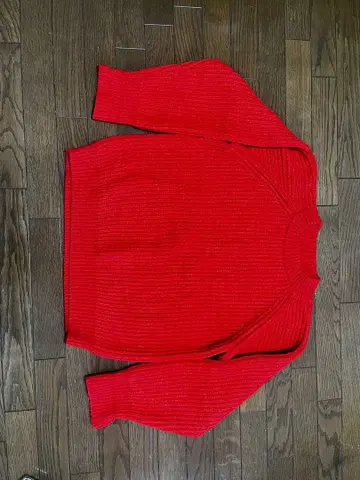 MASSES 빨간색 리브 긴팔 니트