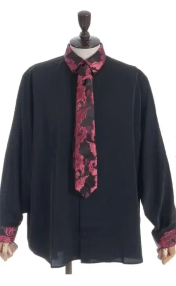 REZEN 당초 문양 자카드 타이 셔츠 당초 문양 자카드 지퍼 팬츠 진홍