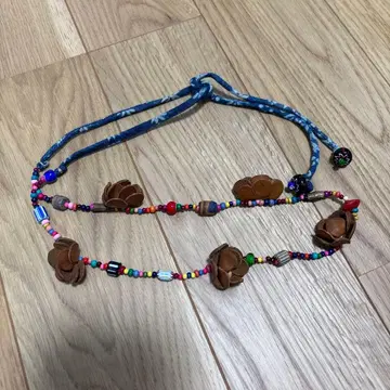 45R 가죽 x 잠자리 구슬 x 비즈 목걸이