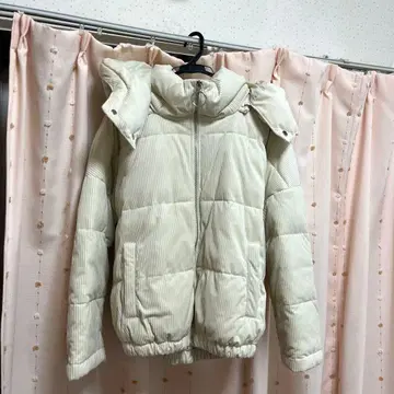 BENETTON 코듀로이 다운 자켓 아이보리