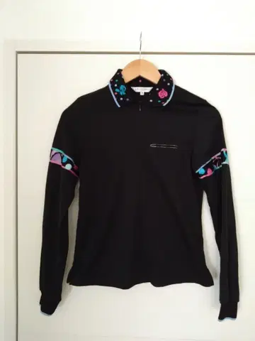 레오나르 스포츠 사이즈 38 하프 지퍼 컬러풀 옷깃 피케 셔츠